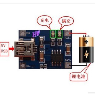 &lt;信德電子行&gt;TP4056 1A鋰電池充電板 充電模組 鋰電池充電器 Mini USB介面