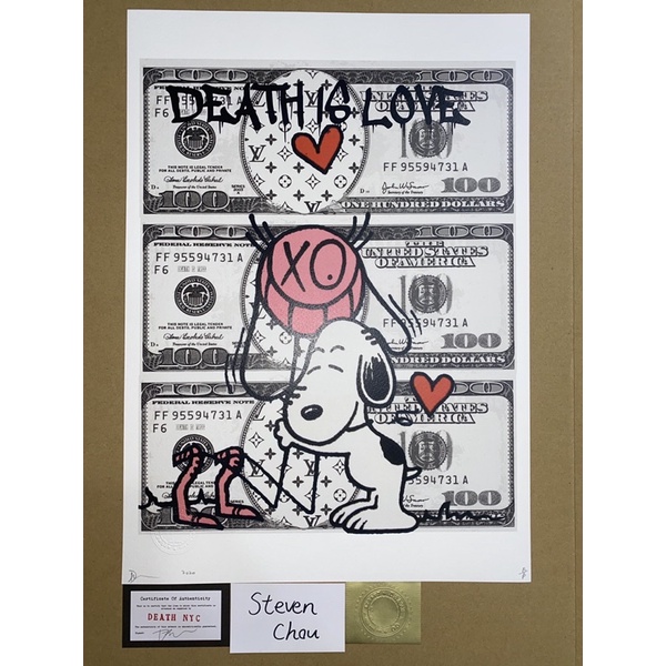 DEATH NYC 2020 限量 版畫 SNOOPY 美金 氣球 潮流 塗鴉 翻玩