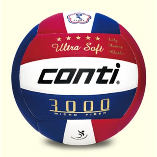 CONTI 頂級超細纖維貼布排球(5號球) 紅/白/藍 中華民國排球協會 審定合格比賽用球 V3000-5