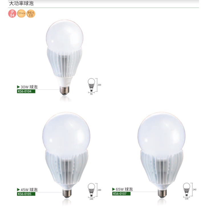 高氏 KAO'S LED 30W 45W 65W 高亮度球泡 燈泡 全電壓 高亮度 300度 廣角 白光 黃光