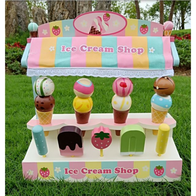 兒童木製玩具第二代草莓仿真冰淇淋Shop 雪糕/兒童冰淇淋組