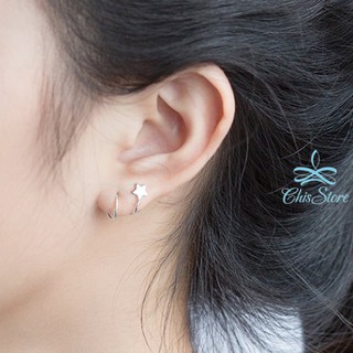 CHISSTORE 銀飾 韓國 星星 螺旋耳環 線條 S型 圈圈耳環 耳貼耳環 彈簧耳環 防過敏耳環 S925 純銀耳環
