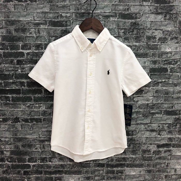 Maple麋鹿小舖 美國購買 童裝品牌POLO RALPH LAUREN 男童白色LOGO短袖襯衫＊( 現貨6號 )