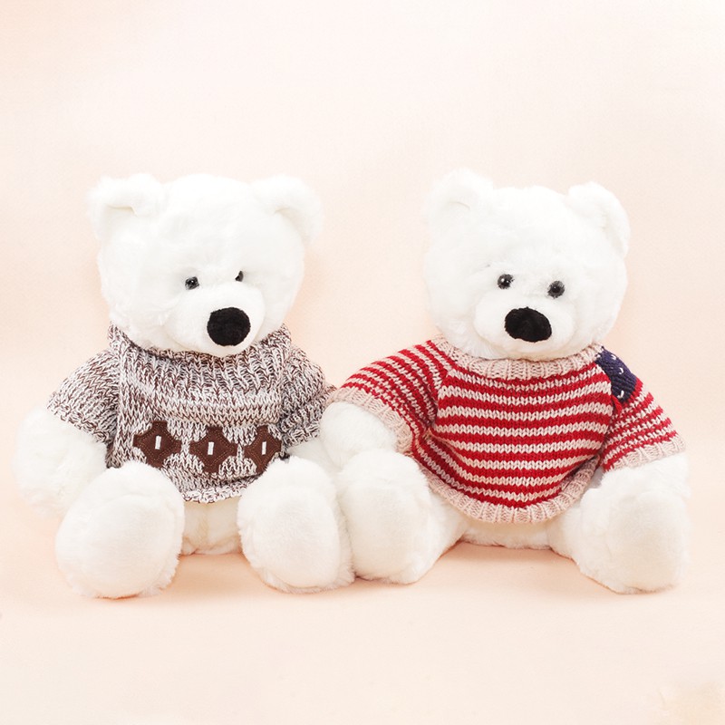 坐姿38公分毛衣大白熊泰迪熊 幾何、橫條紋圖案毛衣（單隻） 小熊家族  泰迪熊專賣店
