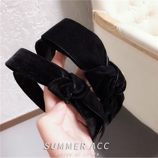 【STORYS】韓國東大門復古氣質黑色絲絨蝴蝶結頭箍時髦百搭森系少女髮箍髮卡KR-419