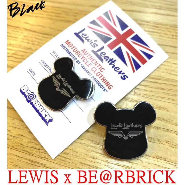 BLACK全新LEWIS英國最強150年騎士皮衣品牌 x BE@RBRICK庫柏力克熊PINS小熊LOGO徽章