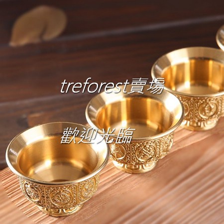 WKMWD 大號金色7支入銅供杯供水杯全銅加厚供佛杯銅材質佛教擺件裝飾祝福招財開運風水