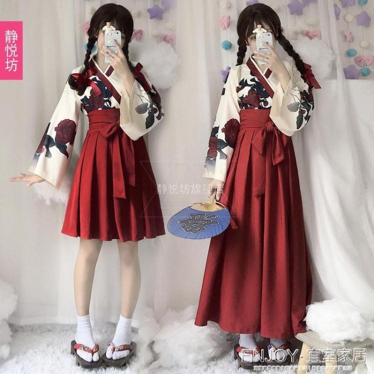 和服cos服裝四周年紀念款山茶花之戀大正少女東方復古套裝和風和服cos 蝦皮購物