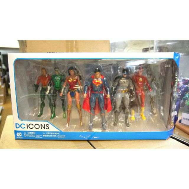DC icons 正義聯盟 七人包 Rebirth蝙蝠俠 超人 閃電俠 綠燈俠 綠光戰警 神力女超人 海王 水行俠 鋼骨