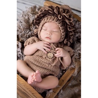 新生兒拍照衣服寶寶衣服攝影服裝獅子造型卡其動物造型衣服