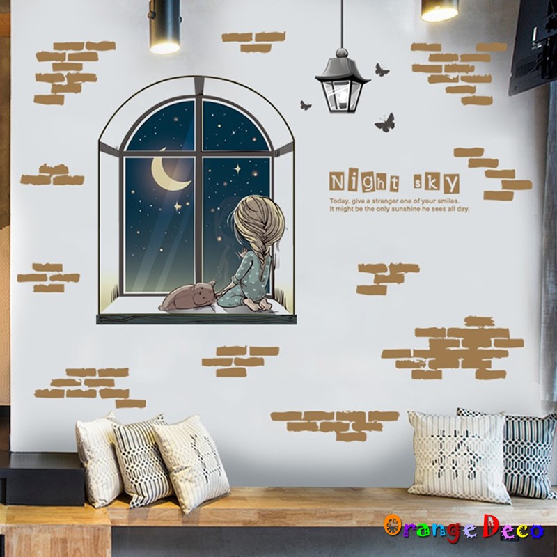 【橘果設計】窗邊月下 壁貼 牆貼 壁紙 DIY組合裝飾佈置