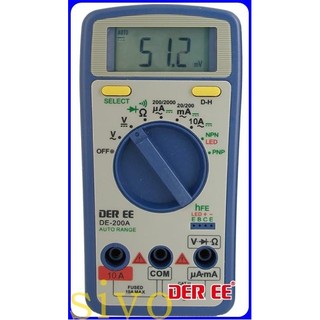 含稅 得益 DER EE DE-200A 數位型三用電錶 附蜂鳴器 可自動關機 LED測試