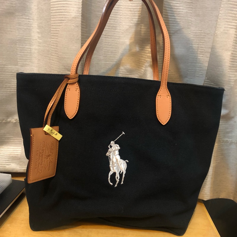 二手 polo ralph lauren 大馬黑帆布包 已訂勿下單