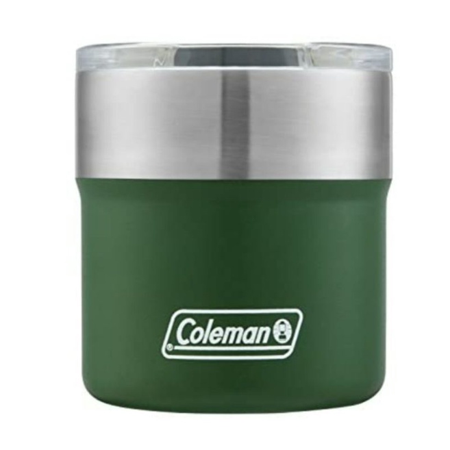 不齊美鋪-美國Coleman 隔熱不鏽鋼杯含透明蓋，露營居家使用皆適合，約400ml，經典綠,戶外綠.全新現貨