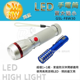 金靈獅 8W+3W亮度LED調焦式手電筒 GSL-F8W30