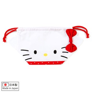 【sanrio三麗鷗】Hello Kitty蝴蝶結大臉型日本製純綿立體束口袋/便當袋/收納袋/貨到付款/現貨/禮物