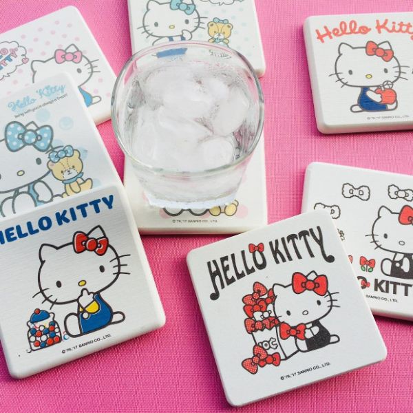 三麗鷗獨家授權Hello Kitty凱蒂貓繽紛彩繪珪藻土杯墊