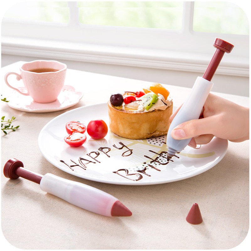 ✿MERCI 附發票✿ 現貨 食品矽膠巧克力筆 擠花筆 裝飾 擠醬筆 裱花筆 蛋糕寫字筆 醬料筆 裱花工具 蛋糕筆