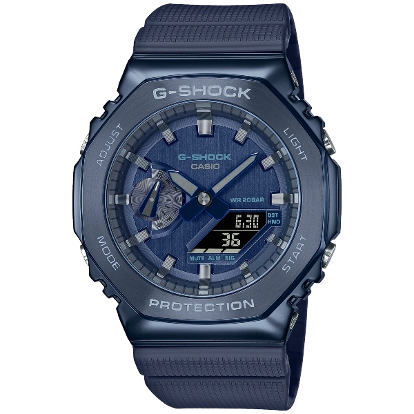 CASIO卡西歐 G-SHOCK GM-2100N-2A 農家橡樹金屬錶殼雙顯示腕錶 / 藍 44.4mm