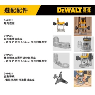 雕刻機配件｜ DEWALT 得偉 DCW600 專用配件 原廠公司貨 #DNP615 #DNP616 #DNP618