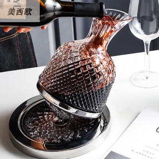 美西歐🔥360°旋轉不倒翁 醒酒器1.5L 陀螺醒酒器 紅酒醒酒器 水晶醒酒器 託盤 酒具 紅酒杯 不鏽鋼底座 葡萄酒杯
