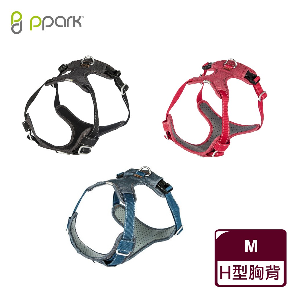 【ppark 寵物工園】AirFit H型胸背帶-M 深牛/黑/紅(送拉繩) 毛貓寵