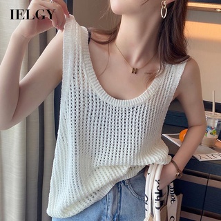 IELGY 女式鏤空背心寬肩帶針織無袖上衣