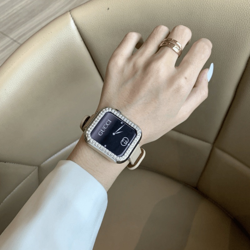 S9錶帶 INS簡約風 雙釘真皮錶帶 適用iwatch7代蘋果手錶 apple watch錶帶 iwatch錶帶 錶帶