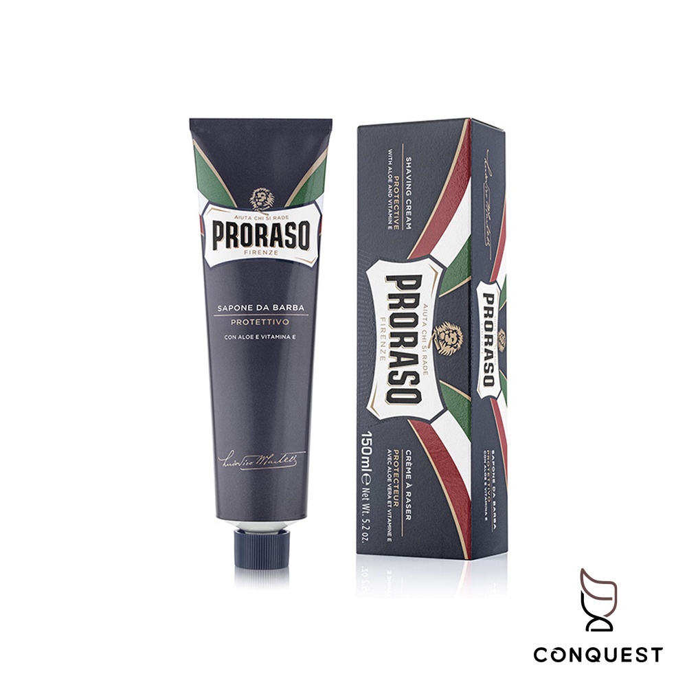 【 CONQUEST 】Proraso 義大利領導品牌 刮鬍膏 刮鬍皂 刮鬍泡 藍色保濕麝香 適合乾性肌膚 泡沫細緻綿密