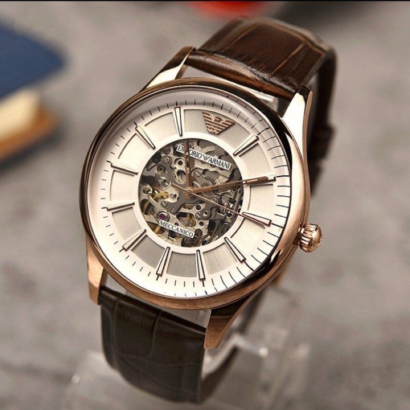 Emporio Armani 亞曼尼 碗錶 手錶 AR2073 男錶 女錶 43mm 羅馬簍空造型時尚錶 機械碗錶 機械
