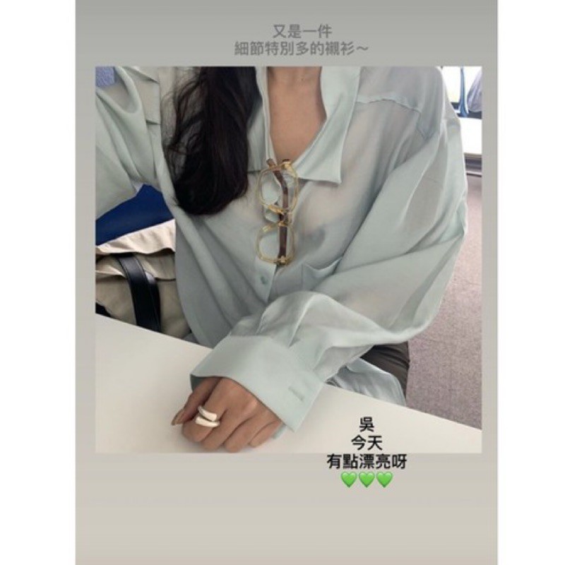 301am薄荷綠微透膚襯衫 am301
