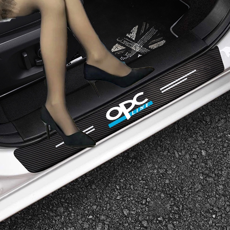 4 件裝汽車貼紙碳纖維汽車門檻條適用於歐寶 OPC Line Astra h g j k f Mokka Regal Z