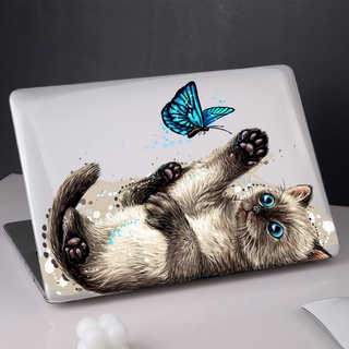 藍蝴蝶和貓咪 蘋果保護殼 外殼Mac Air 13 A2681 M2 Pro 14 M1 Pro 16 MacBook