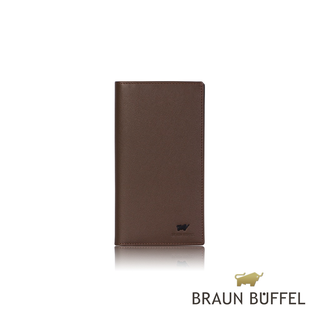 【BRAUN BUFFEL 德國小金牛】台灣總代理 艾康 18卡長夾-咖啡色/BF366-631-BR