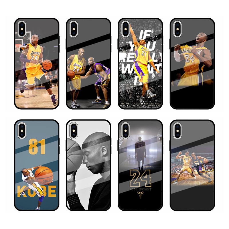 NBA球星玻璃手機殼Kobe 柯比24手機殼蘋果玻璃手機殼iPhone OPPO VIVO 
