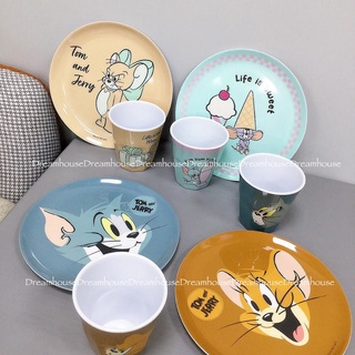 日本帶回 湯姆貓與傑利鼠 TOM&JERRY 小不點 耐熱 盤子 圓盤 水果盤 點心盤 甜點盤 水杯 壓克力杯 杯子