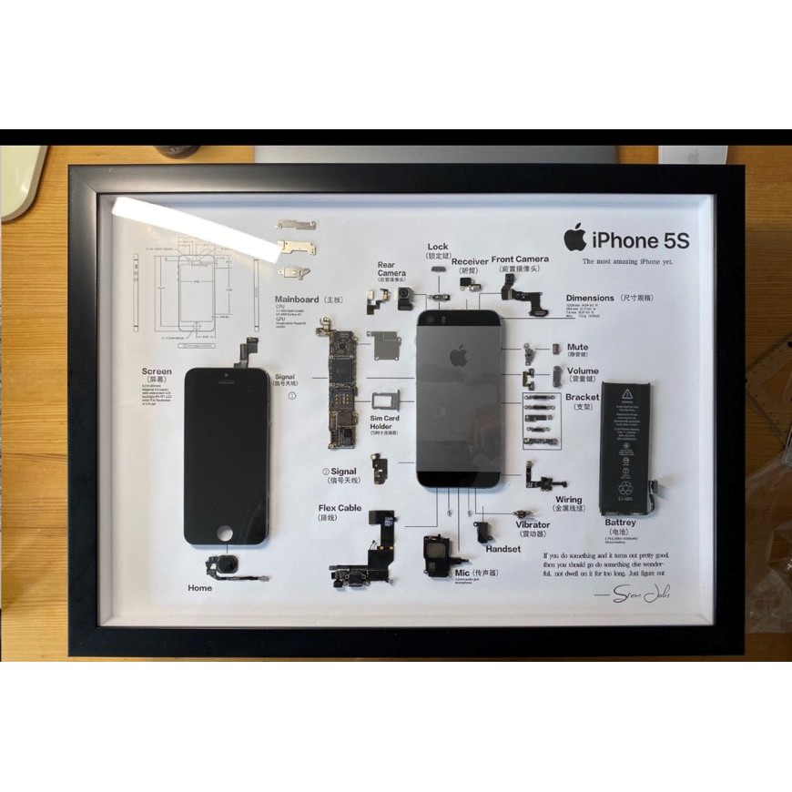 Iphone5s 真機拆解 標本 分解 擺飾 掛飾 裱框 藝術品 蝦皮購物