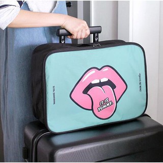 韓國可愛卡通手提旅行收納包 旅行箱 大嘴巴行李包衣物拉桿箱整理包