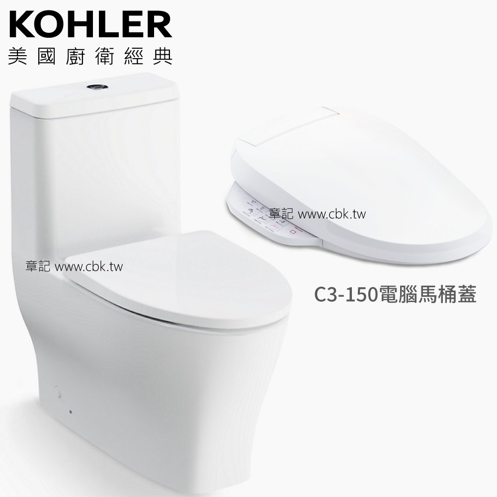 KOHLER Family Care 水漩風單體電腦馬桶組(管路隱藏版) K-29081TW-H150-0