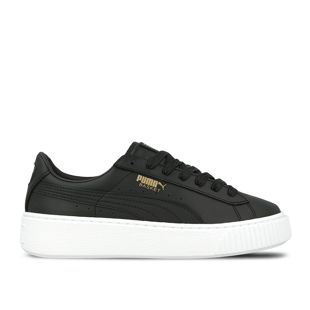 Puma W Basket Platform 黑 女鞋 皮革 增高 厚底 364040-03