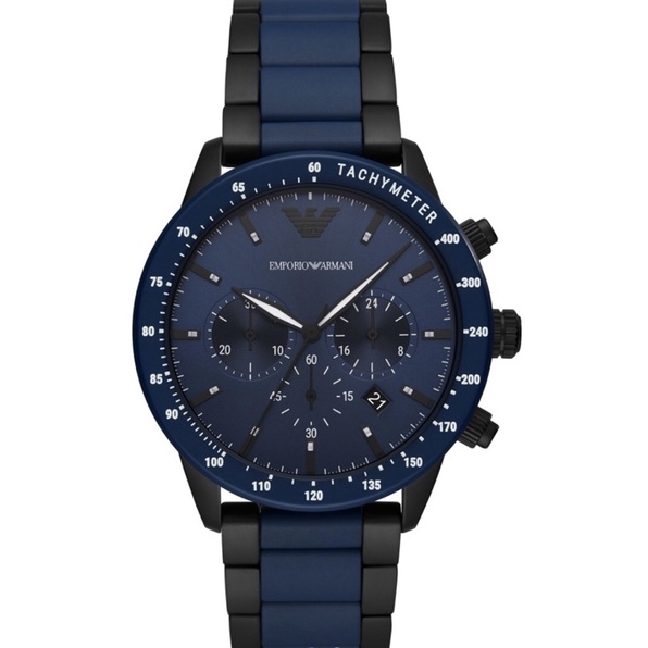 EMPORIO ARMANI亞曼尼質感優越藍色陶瓷腕錶43mm(AR70001)