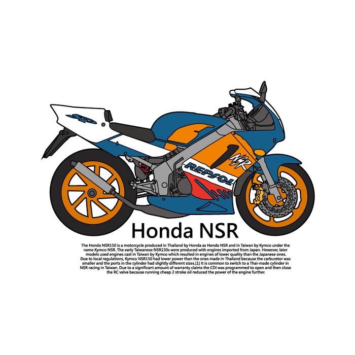 【Nika 設計師T恤】HONDA NSR   王牌HX135 SS   HONDA U-BE  摩托車T恤-短袖