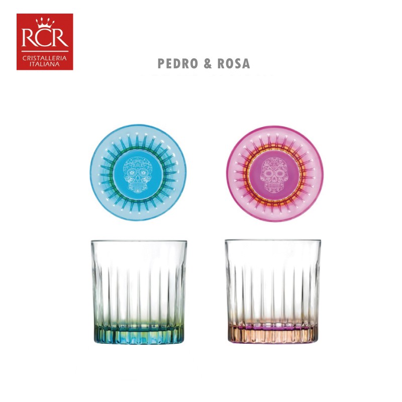 義大利RCR PEDRO&Rosa 威士忌杯 雙色骷髏杯底 360ml無鉛水晶雞尾酒杯 飲料杯 KAYEN