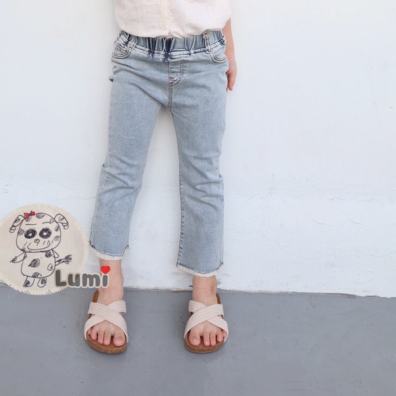 肉寶不建議哊 現貨lumi小鹿米 鬚邊小喇叭牛仔八九分褲夏男女寶寶男童女童嬰幼兒a4 蝦皮購物