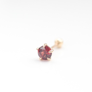 14K Garnet Piercing 天然石榴石鎖珠耳環 (單個)