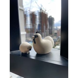 日本 T-Lab 手刻原木小動物親子系列 雞（只剩小隻）