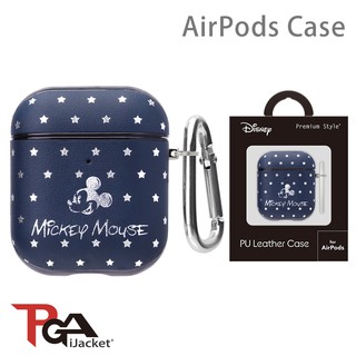 【日本PGA】 迪士尼 AirPods 1/2代 箔押皮革 質感保護殼-米奇海軍藍