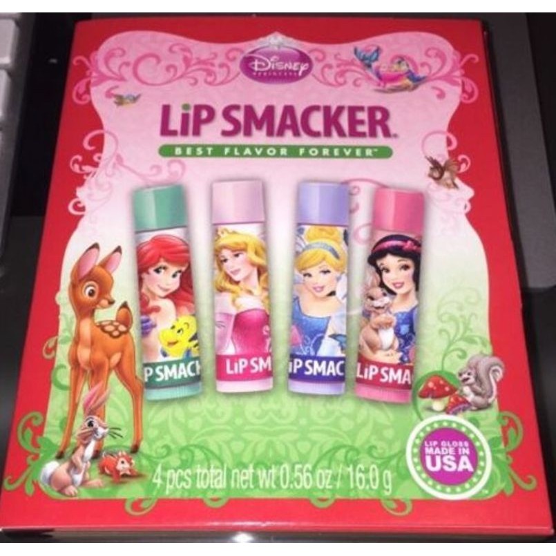 美國 Lip Smacker  [ 迪士尼公主系列護唇膏 ] Lip Smacker Disney 四支組 書本 全新