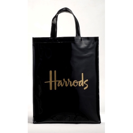 Harrods 經典Logo PVC黑色提袋（中）