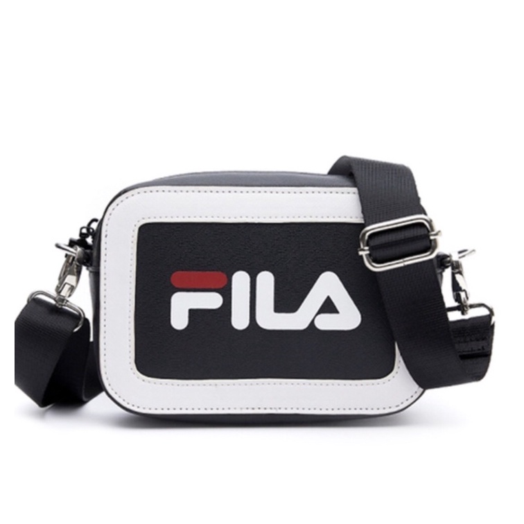 代購FILA 雙面斜肩相機包-黑